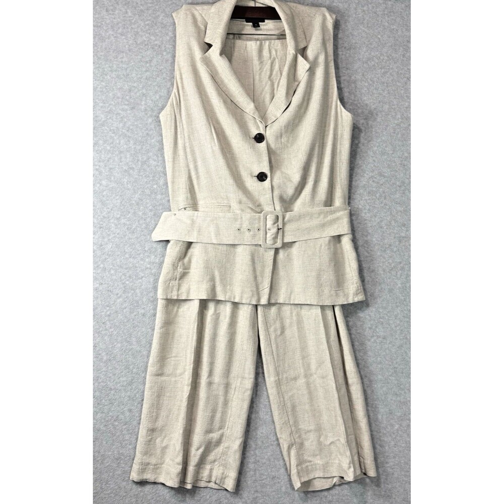 Worthington Wide Leg Pants 16, Sleeveless Matching Top Size XL, Women's Suit